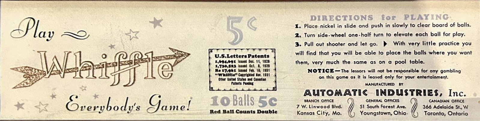 Original instructions card