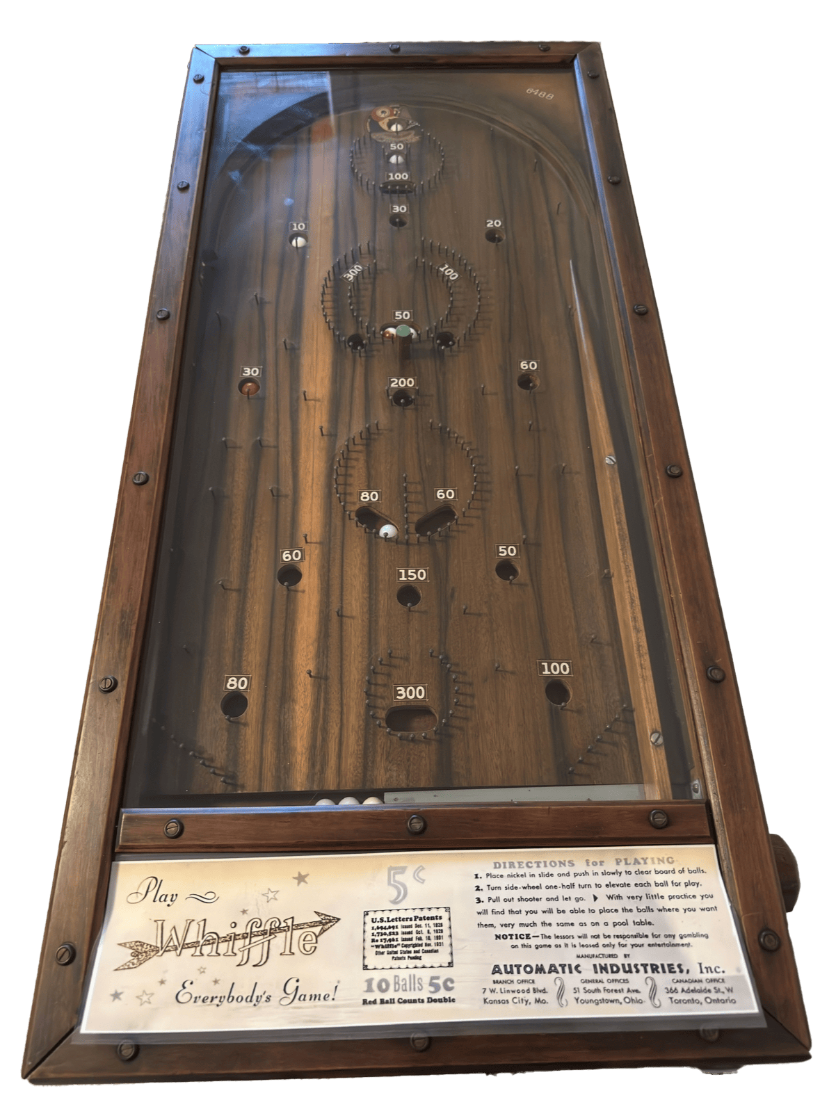 Vintage Whiffle Machine pinball game from 1931